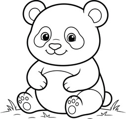 Obraz premium Adorable panda cub coloring page a delightful and charming activity for kids of all ages to enjoy and express their creativity