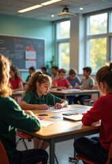Fototapeta premium Dynamic Classroom Environment for Gifted Students Fostering Accelerated Learning Growth and Engagement