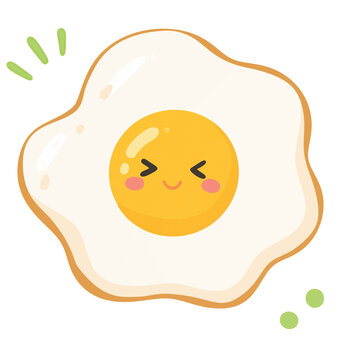 Cute fried egg on white background 