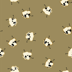 Fototapeta premium seamless pattern cinema popcorn character cartoon. movie corn, funny film, pop food cinema popcorn character sign vector