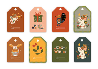 Obraz premium Cozy Winter typography vector design with Scandinavian elements