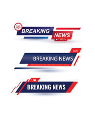 Fototapeta premium Breaking News Lower Thirds Banner Vector Set for Live Broadcast and Video Streaming