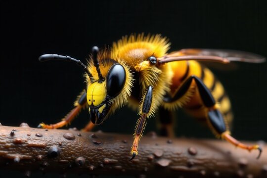 Highly magnified bee stinger, intricate barbs, extreme close up, sharp, insect