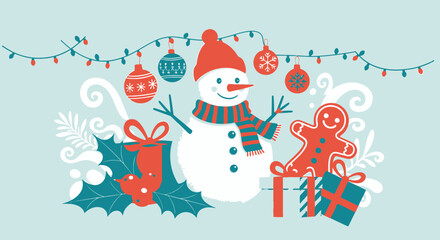 Fototapeta premium Whimsical flat vector illustration featuring playful imaginative elements, colorful stylized characters, and creative design compositions on a solid background for digital and print.