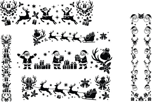 Christmas Borders Pattern Seamless Silhouette Set