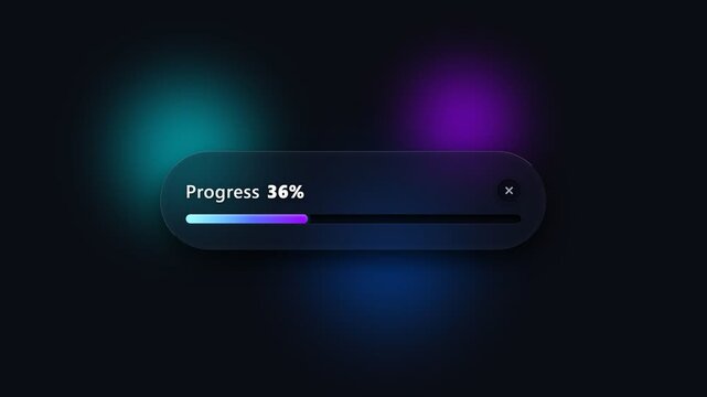 Futuristic Digital Progress Bar Showing 36 Percent Completion on Dark Neon Background
