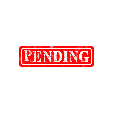 Red grunge pending rubber stamp icon with textured letters for official business and document status updates