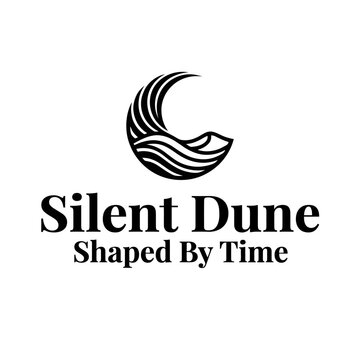 Elegant Silent dune crescent-shaped desert dune formation carved by smooth wind lines time for geography travel logo design