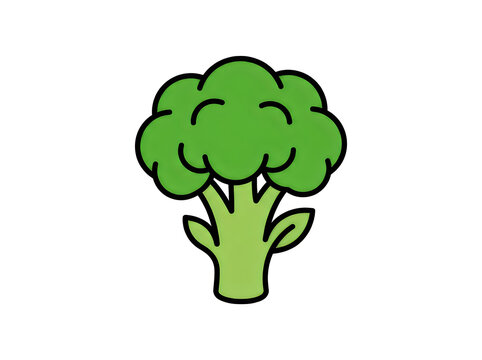Simple flat vector illustration of a fresh green broccoli floret isolated on a white background