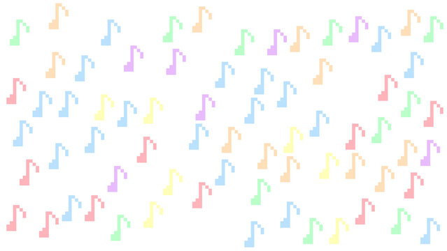 Cute Pastel Colored Musical Notes Pattern on White Background