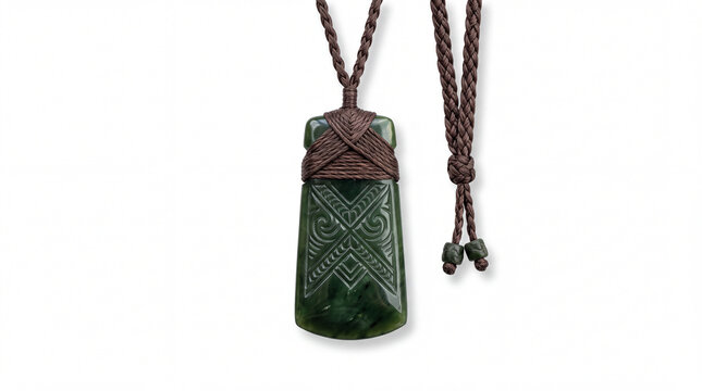 Traditional Maori Hei Tiki Pounamu Jade Pendant Necklace.