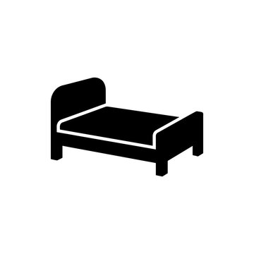 Simple black bed icon isolated on transparent background for sleep and rest.