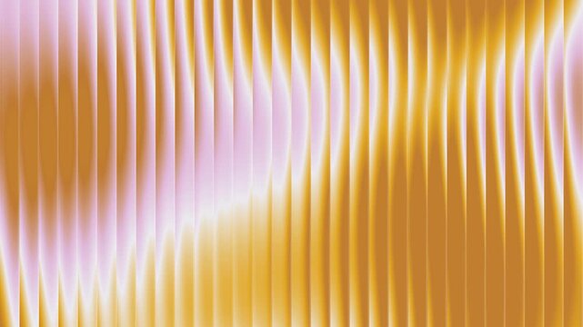 Abstract warm golden amber and soft lavender refraction wave lines, glowing ribbed glass curtain motion, elegant liquid fluid background, seamless loop
