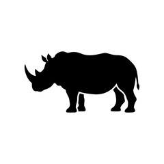 Rhinoceros standing on transparent background, large wild animal. © Hina