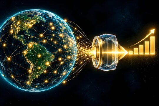 Global Network Connection and Financial Growth Concept