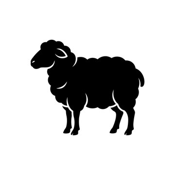 Black sheep silhouette isolated on transparent background for farming and agriculture design.