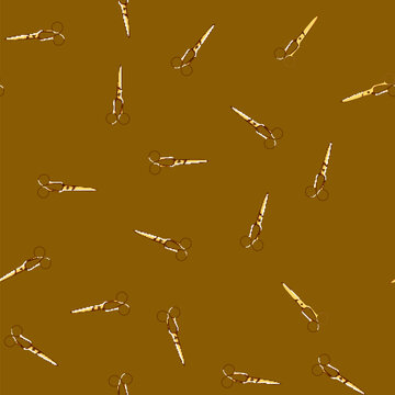 seamless pattern trim gold scissor cartoon. shear snip, handle edge, durable stylish trim gold scissor sign vector