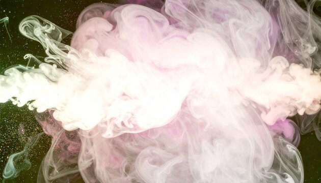Abstract white and pink smoke explosion background with gold glitter particles