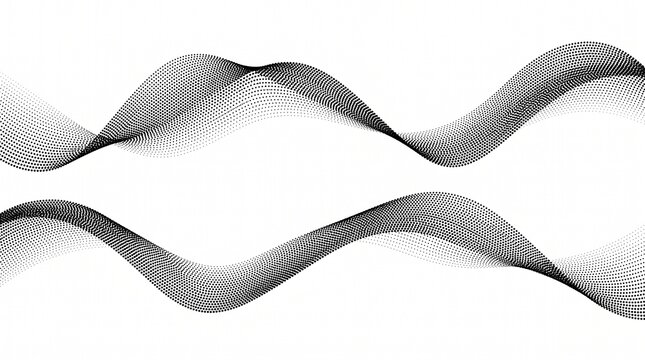 Black halftone waves abstract dotted background graphic vector illustr