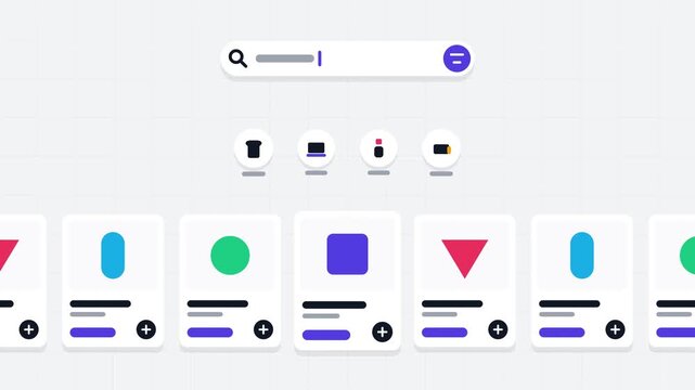 Modern online shop interface template with search bar and digital product catalog UI design