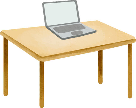 Laptop on a wooden table