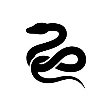 Black snake silhouette, graphic icon representing danger or rebirth.