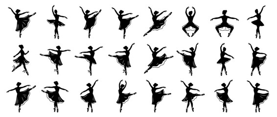 Ballet Dancer Silhouettes Collection Isolated © samsularifin