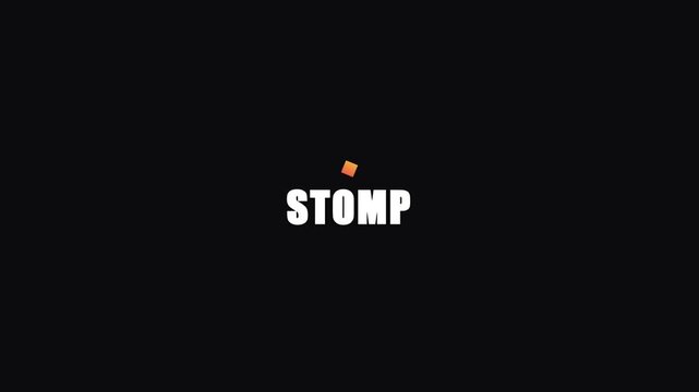Minimalist Stomp Logo Animation Motion Graphic Featuring An Orange Square On A Black Background