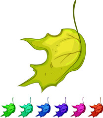 Obraz premium symbol maple leaf cartoon. yellow tree, foliage color, season orange symbol maple leaf sign colorful illustration