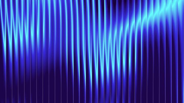 Electric cyan and royal blue glowing vertical wave lines, futuristic fluted glass refraction, dynamic cyber light energy background