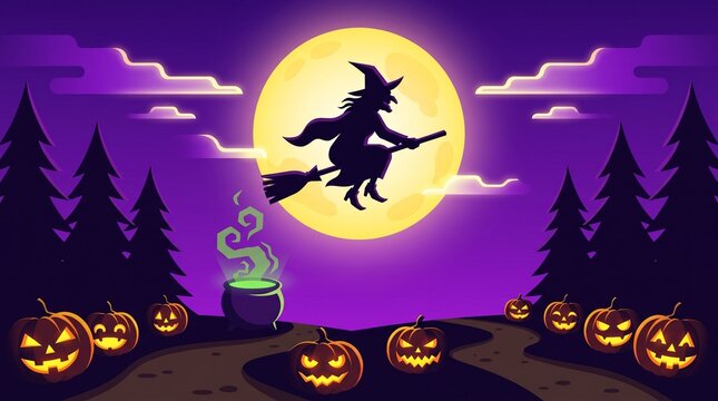halloween background with witch
