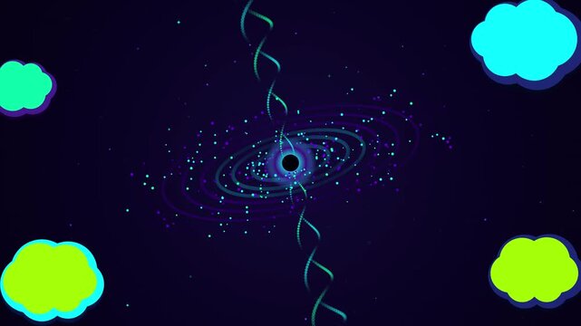 Digital MOV File Interface Featuring Abstract Cosmic Accretion Motion Graphics Design Displayed On A Dark Violet Grid Background With Neon Elements