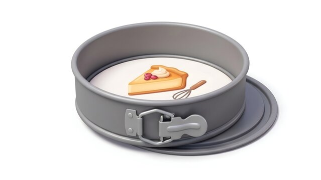 Cheesecake slice in springform pan with whisk