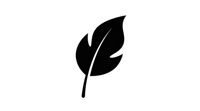 Simple feather silhouette icon isolated on white background