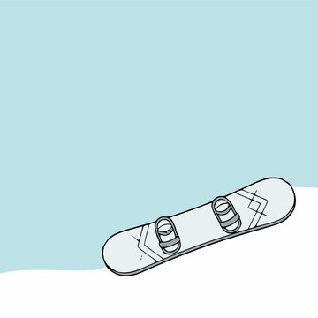 Winter background vector illustration template with snowboard copy space