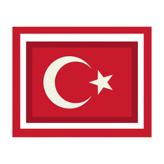Obraz premium Turkish flag with white crescent and star on red background