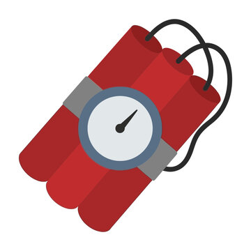 Bomb with timer and black wires on white background, explosive device
