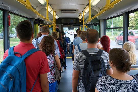 Crowded bus, AI generated