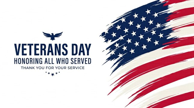 Patriotic background design for veterans day celebration featuring an artistic brush stroke style american flag illustration