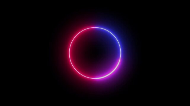 Neon circle frame loading icon. Abstract circle loading frame animation. circle glow border concept on the transparent background. neon red circular light flickering animation for video overlays.4k