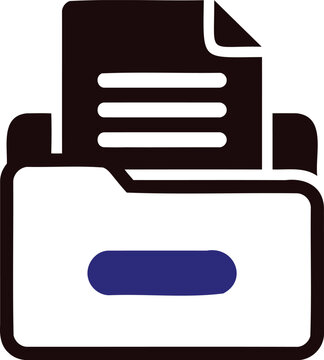 Document folder with printed paper sheet file management vector logo icon