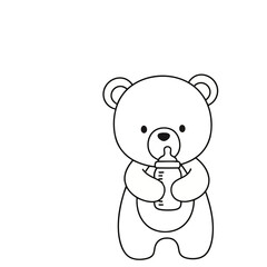 Obraz premium Cartoon bear holding a baby bottle