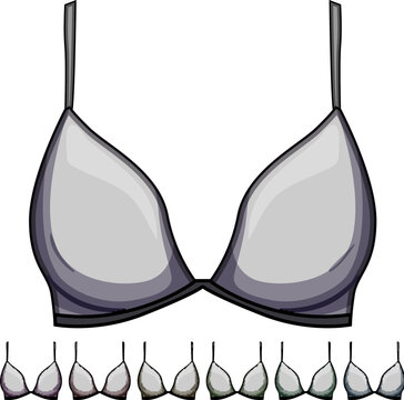 lette bra modern cartoon. lace sports, maternity plunge, balconette underwire lette bra modern sign colorful illustration