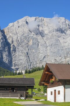 The alpine village of Eng, Eng-Alm, Karwendel mountains, Tyrol, Austria