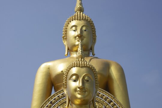 Thailand's largest Buddha statue (Luang Pho Yai: the statue depicts the Buddha in the so-called Maravijaya posture &ndash; the moment when the Buddha resists temptation and attains enlightenment), Wat Muang, Ang Thong, Amphoe Wiset Chai Chan, Thailand