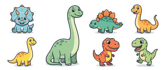 Cute Cartoon Dinosaurs Collection Isolated © aldynangko