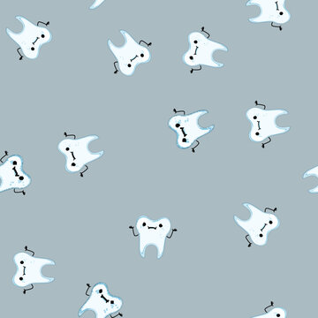 seamless pattern dentistry tooth character cartoon. brush kid, care health, clean funny dentistry tooth character sign vector