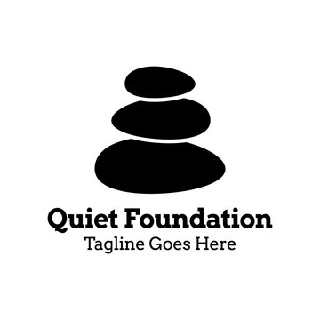 balanced stack of three smooth organic zen stones resting in harmonious alignment for mindfulness and meditation centers logo design