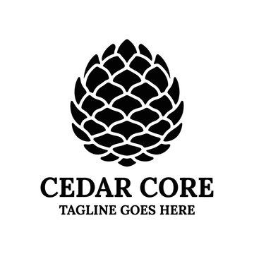 pine cone botanical arrangement displaying overlapping woody seed scales radiating symmetrically for sustainable forestry and timber logo design