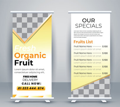Nature healthy fruit social media rollup. Organic fruit promo social media banner